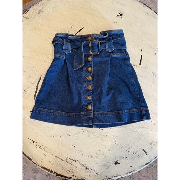 Sezane Hayden Denim Jean Skirt Belted Size 34 US Size 2 - Picture 4 of 8
